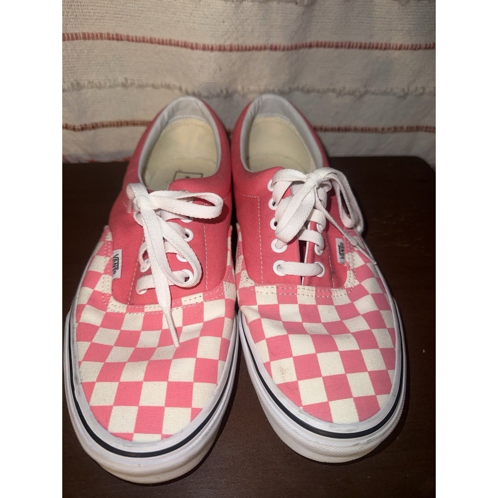 Vans Era Strawberry Pink/White Checkerboard Sneakers M/9 W/10.5 Canvas Shoes